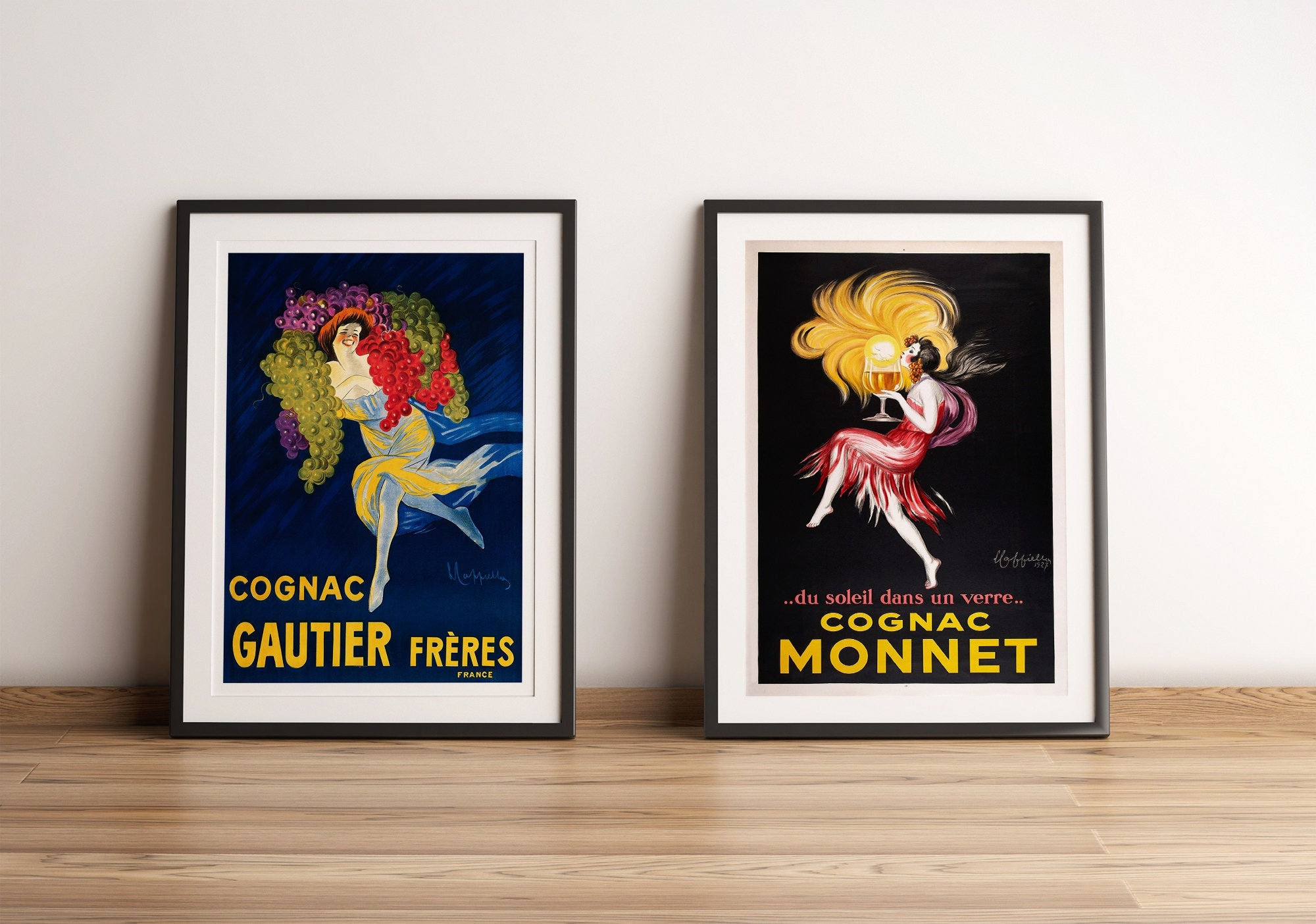 Manifesto pubblicitario d'epoca - Set di poster di cognac - Pubblicità francese - Manifesto di bevande retrò - Download digitale - Arte murale istanta