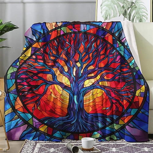 Tapisserie Decke Fleecedecken Baum des Lebens 3D Fantasie Schlafzimmer Sofa Bett Dekorative Decke Warme Decke Wohndeko Image