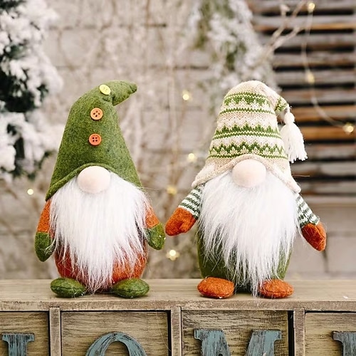 2er-Pack handgefertigte Wichtelpuppen zum St. Patrick's Day, Weihnachtselfen-Dekoration, nordische Wichtel-Plüschtiere, weihnachtliche Fensterdekoration für Zuhause Image