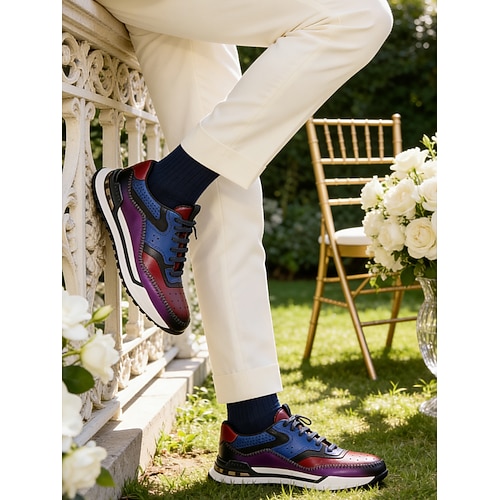 Braune Herren-Sneaker aus Leder – bequem und stilvoll, ideal für Hochzeiten, Freizeit und Veranstaltungen im Freien Image