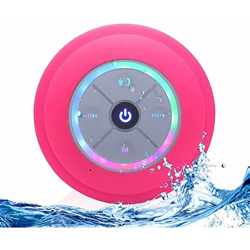 Mini-Lautsprecher, wasserdicht, tragbar, mit LED-Beleuchtung, Bluetooth-Verbindung, Touch-Steuerung und Saugfuß, kompatibel mit Smartphones und Tablets, schwarzer Lautsprecher für Image