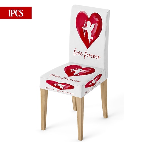 Valentinstag-Stuhlhusse aus Stretchmaterial, schwarz-weiß kariert, mit Herz- und Schleifenmotiv, waschbar, für Esszimmer, Küche, Wohnzimmer, Restaurant oder andere Winterdekoration, 1/4/6 Stück