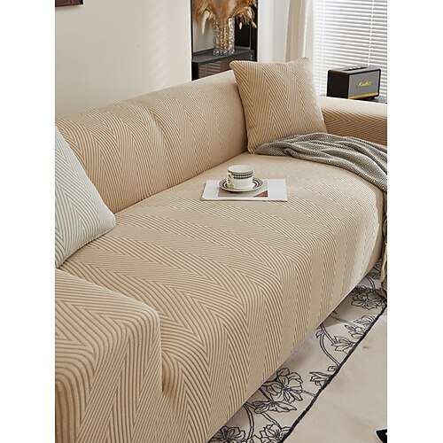 1 Stück Jacquard-Samt-Sofabezug im Fischgrätmuster, modisch, luxuriös, dekorativ, rutschfest, staubdicht, kratzfest, für Schlafzimmer, Wohnzimmer und Zuhause, Geschenkidee für jede Jahreszeit Image