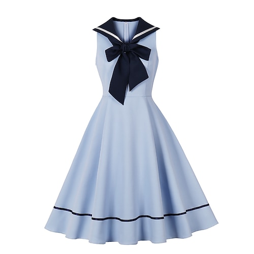 Retro Vintage 1950er Rockabilly Kleid Swing-Kleid Ärmellos Kostüm Damen Karneval Maskerade Alltagskleidung Junggesellinnenabschiedsparty Erwachsene Kleid Image