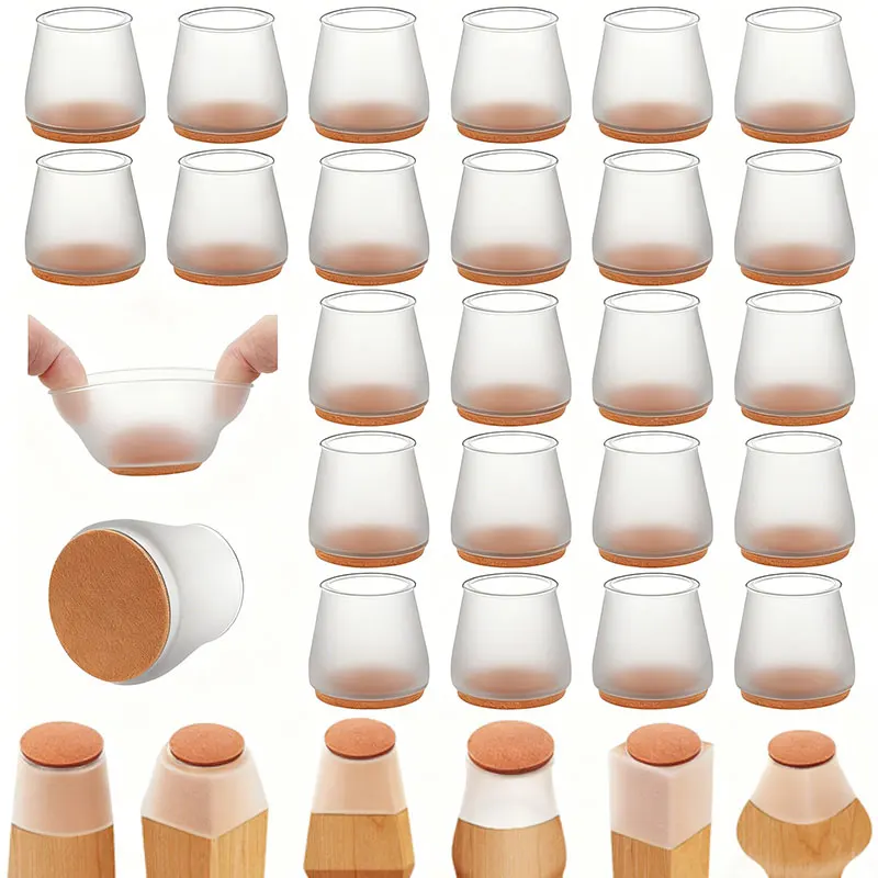 16 Stück neue runde, mattierte Stuhlbein-Bodenschutzpolster, transparente runde Stuhlbeinabdeckungen reduzieren effektiv Lärm und Kratzer