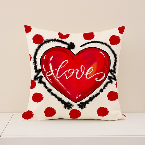 Kissenbezug mit Herzmuster zum Valentinstag, dekoratives Leinenkissen für Sofa und Wohnzimmer, perfekt für die Valentinstagsdekoration, kuscheliges Dekokissen für Bett und Sofa Image