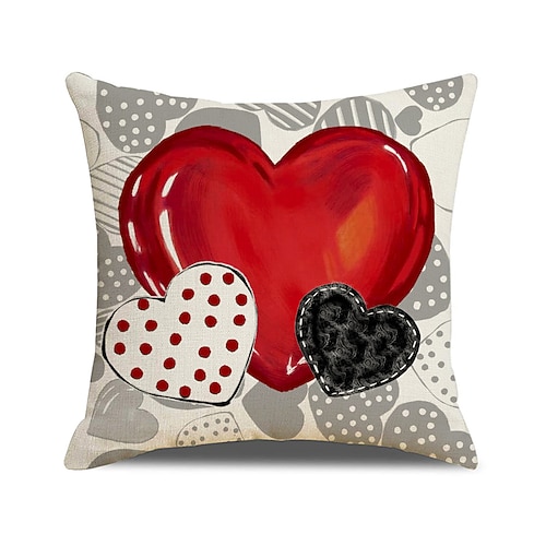 Valentinstag-Herzkissenbezug, amerikanischer Liebesdruck, romantisches Dekokissen für Sofa, gemütliches Kissen für Wohn- und Schlafzimmer Image
