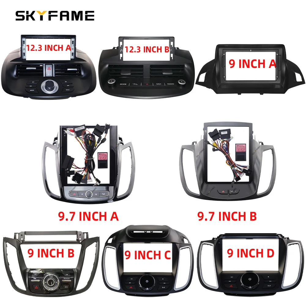 SKYFAME 9/9,7/12,3 Zoll Auto Rahmen Fascia Adapter Tesla Android Radio Dash Fitting Panel Kit Für Ford Kuga 2 Escape 3 C-MAX Image
