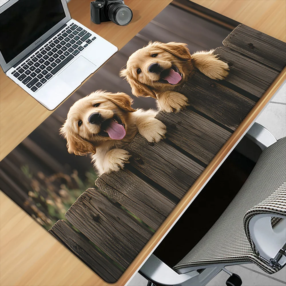 XXL süße Golden Retriever-Welpen-Schreibtischunterlage – HD-gedrucktes Mauspad für Gaming und Büro, große rutschfeste Gummiauflage, perfektes Geschenk für Image