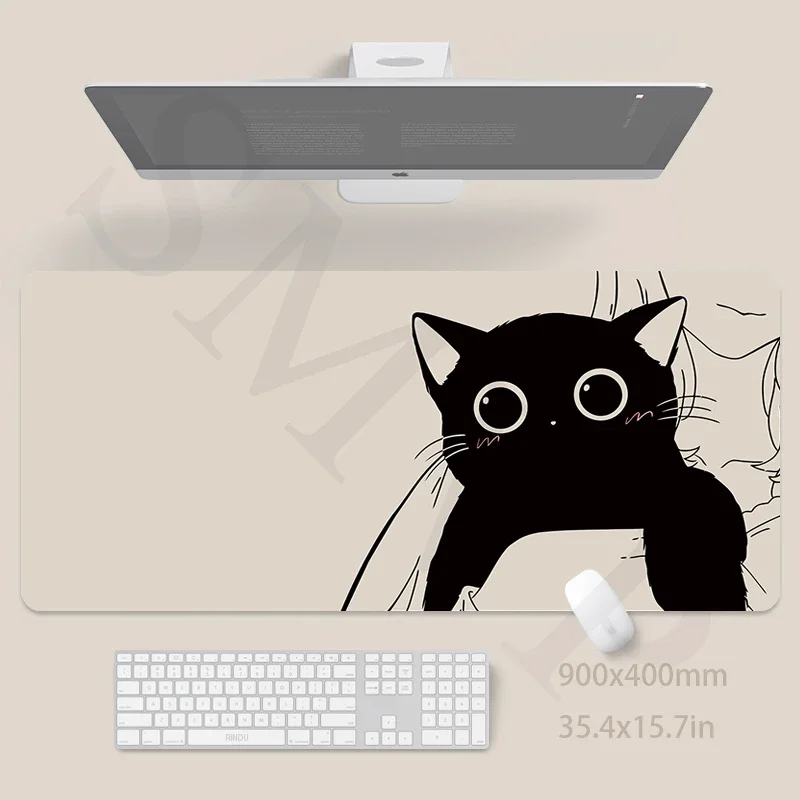 Katze, großes Mauspad, süßes Mauspad, großes Kawaii-Schreibtischunterlage, 40 x 90 cm, Gummi-Tastaturmatten, Schreibtischunterlage, bestes Mauspad Image