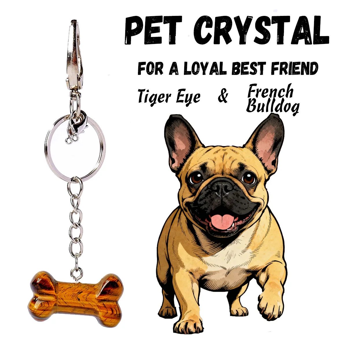 1pc Natürliche Kristall Knochen Haustier Hund Katze Anhänger Amethyst Rosenquarz Schlüsselbund Tasche Charme Golden Retriever Pomeranian Image