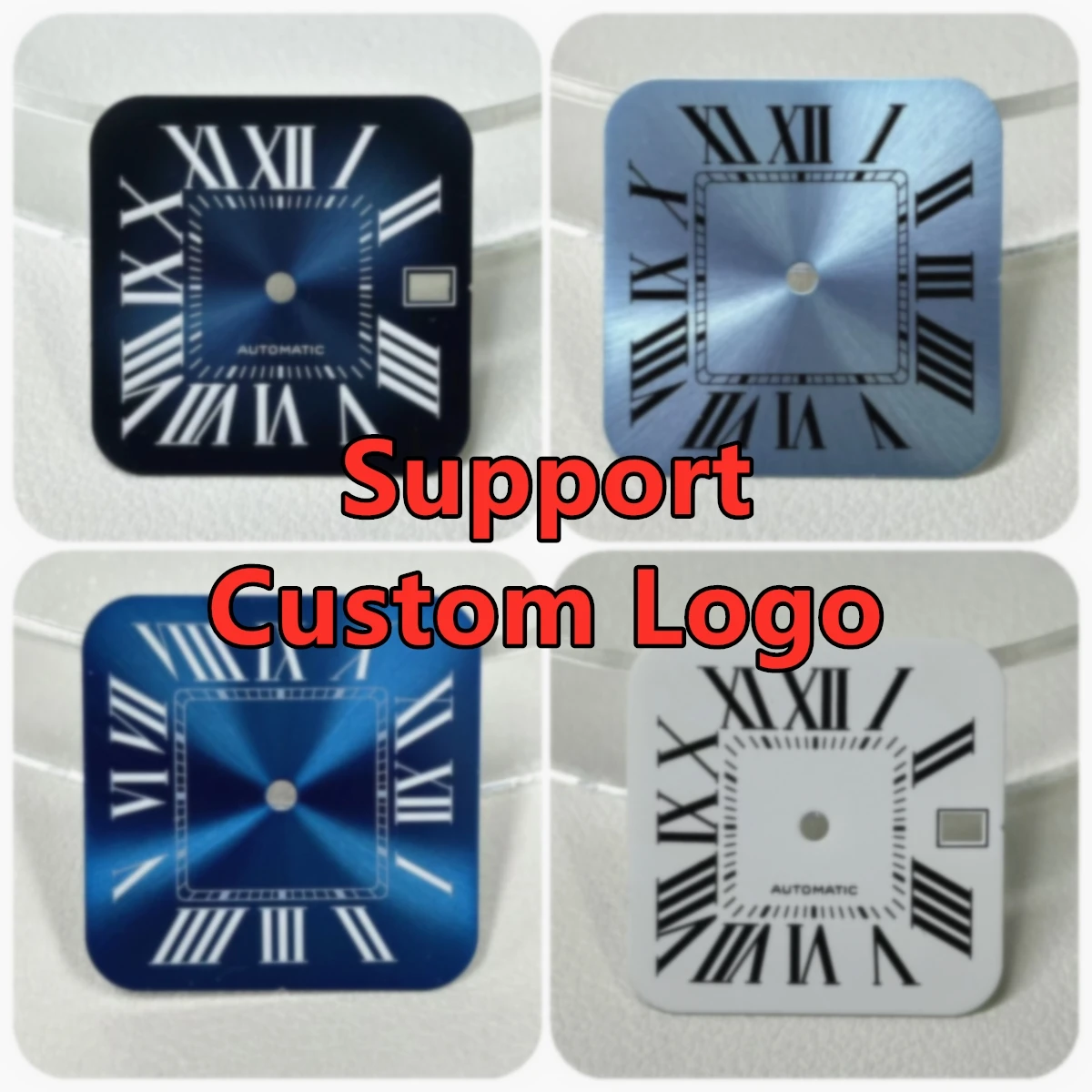 Cadran de montre NH35 27x27mm, cadran carré, accessoires de montre, cadran texturé, cadran santos, logo personnalisé adapté au mouvement NH35 NH36