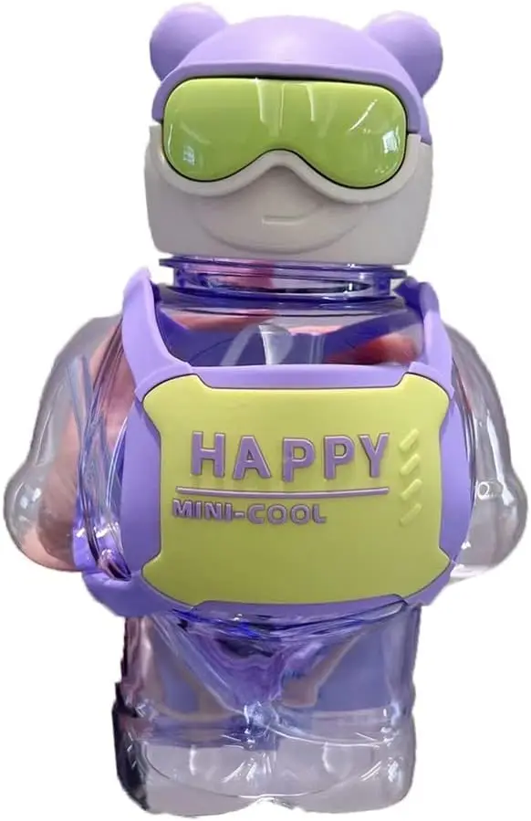 Blitz kleiner Bär Raum becher mit Stroh niedlichen kleinen Bären tragbare Outdoor-Wasser flasche geeignet wieder verwendbare Plastik becher Geschenk Image