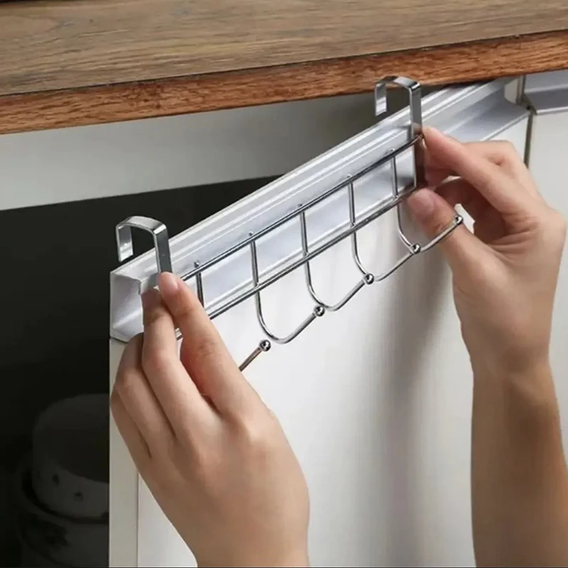 Edelstahl Fünf Link Hängen Rack Schrank Tür Haken Hängen Haken Hinter Küche Schrank Tür Rack Lagerung Schrank