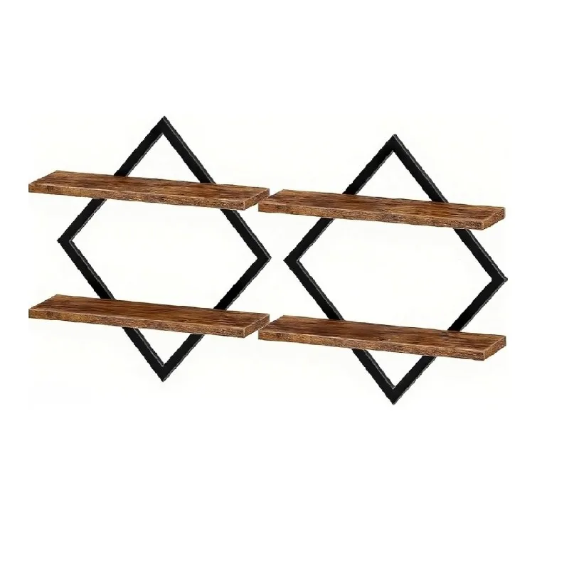 AFOURT-Set mit 2 Wandregalen für Wohnzimmer, 2-stufige hängende Wandregale, Wandregal, 2er-Set Image