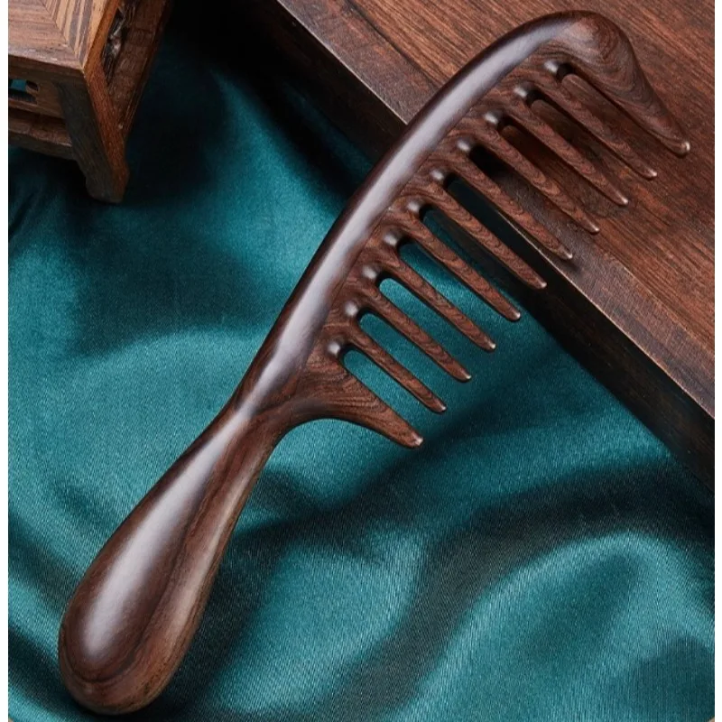 Antiker Baum-Ebenholz-Massagekamm, ungeknotet, Shunfa, große Zähne, Kopf, Kopfhaut, Meridiankamm Image