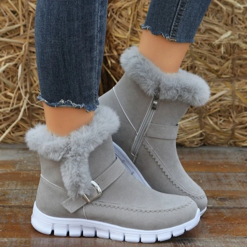 Winter neue große Damen-Schneestiefel, dick, farbig, kurze Stiefel, warme Freizeitstiefel, 2025, bequeme Winter-Damenschuhe