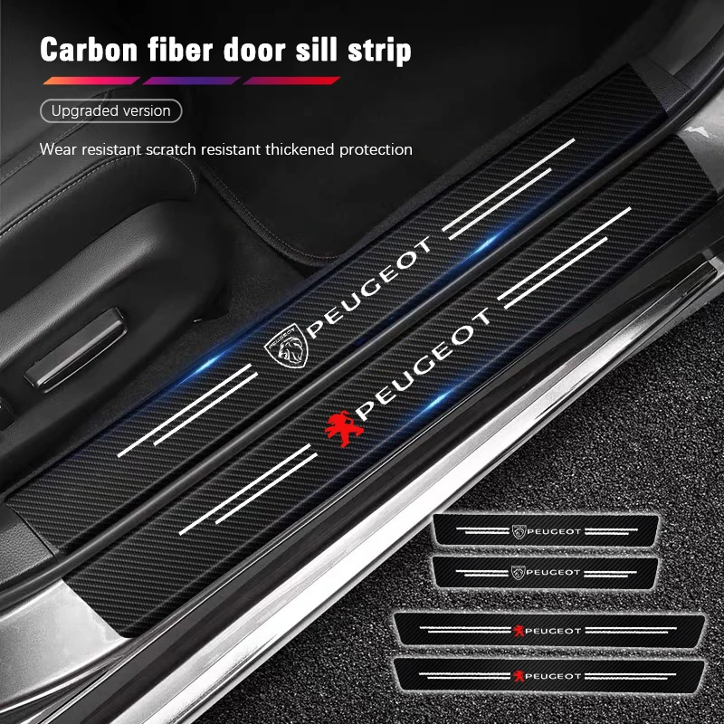 Bande de seuil de voiture Peugeot, autocollant de protection Anti-passe en cuir pour Peugeot 206 308 208 207 3008 307 2008 508 407 5008 408