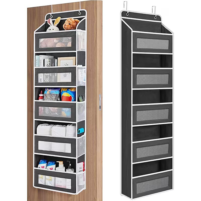 Heavy-Duty 5-Tier Door Hanging Organizer - Non-Drilling Door/Wall-Mountable Storage Rack with 5 Large Pockets, Foldable Space-Saver Suitable for Wardrobes, Bathrooms, for door Organizer