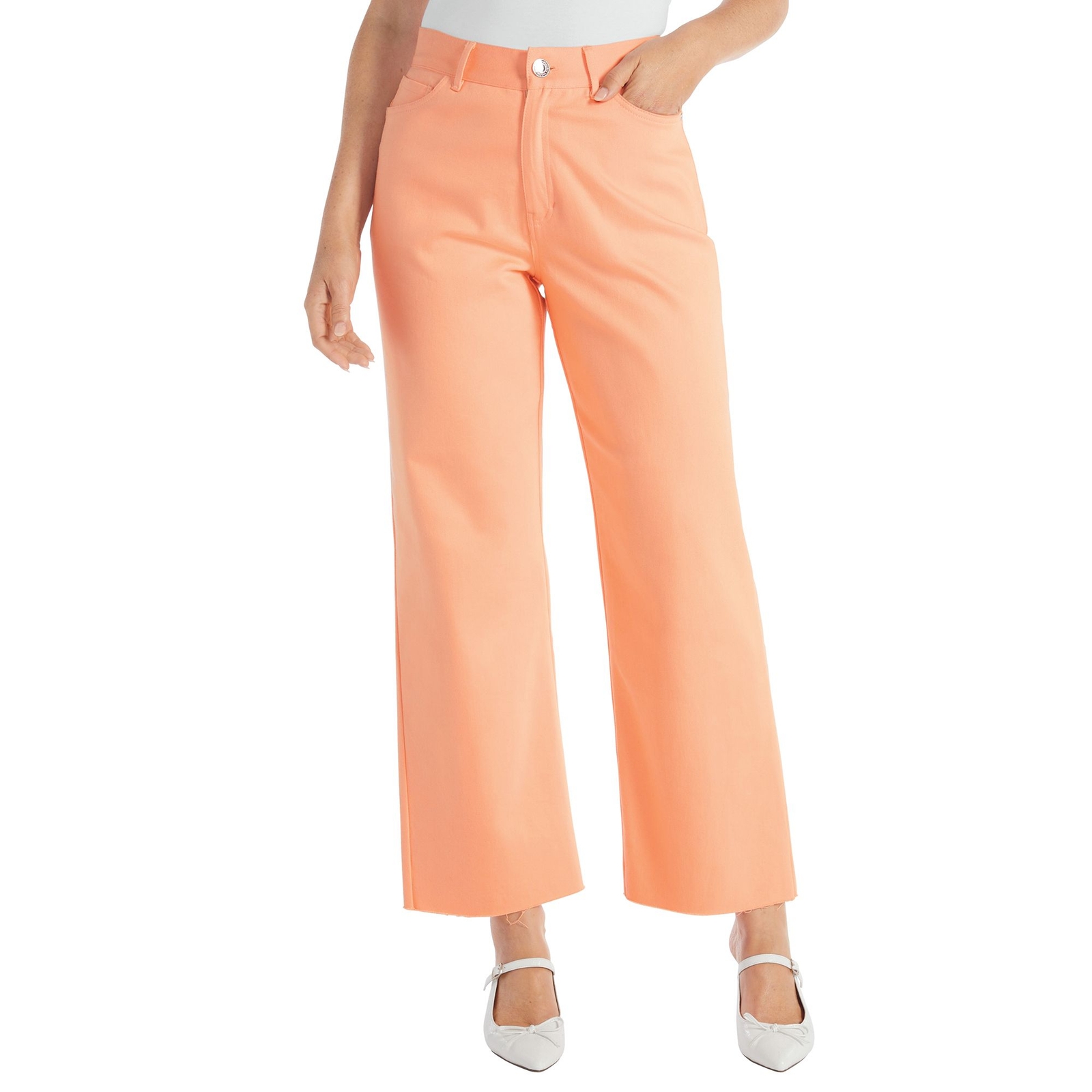 Masseys High-Rise Relaxed Ankle Jean (Size 12) Peach Nectar, Cotton,Elastine