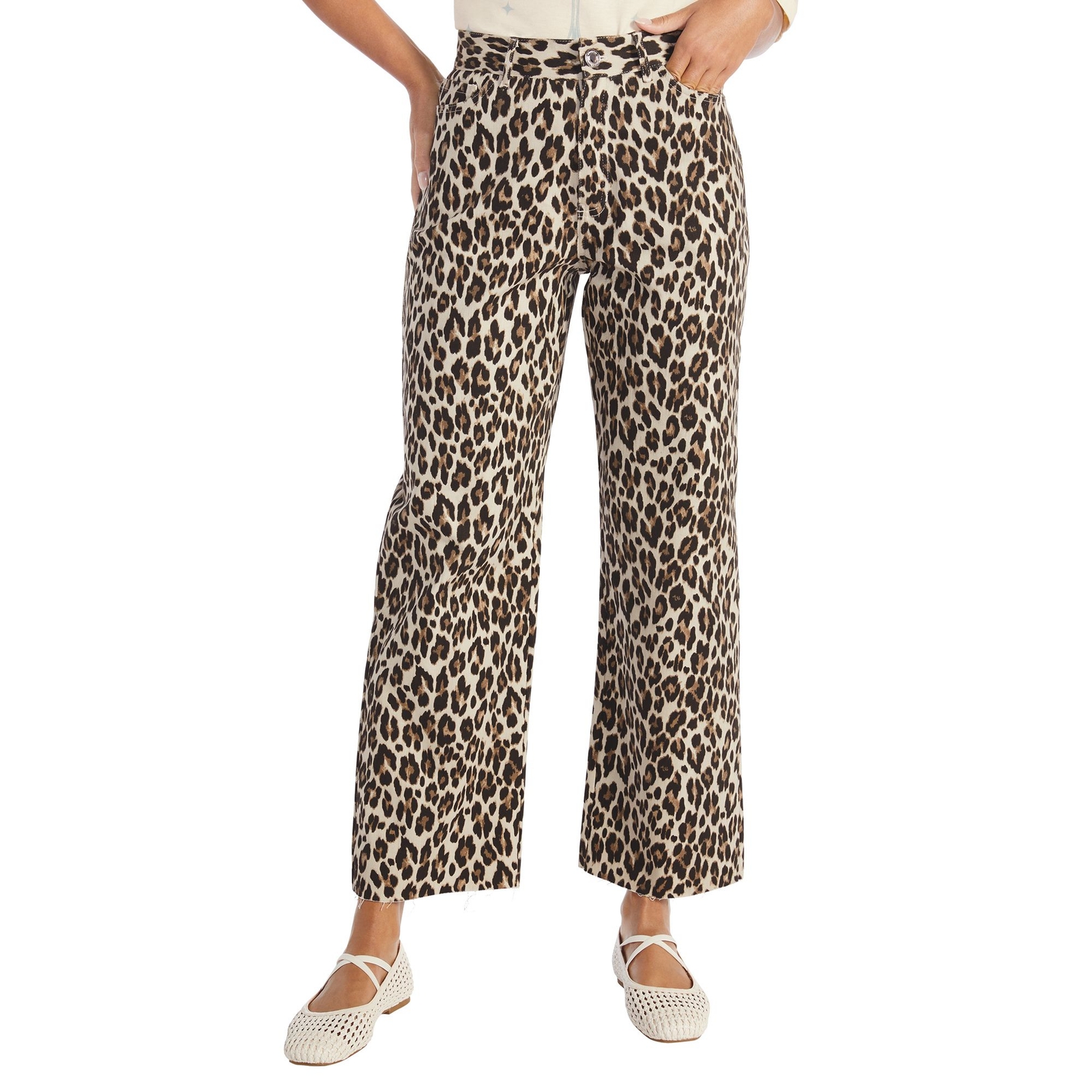 Masseys High-Rise Relaxed Ankle Jean (Size 14) Leopard, Cotton,Elastine