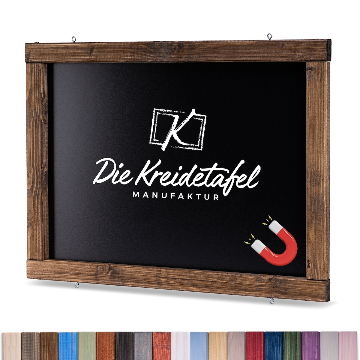 Die Kreidetafel Manufaktur Magnetische Kreidetafel - Magnettafel mit Holzrahmen / Kolonial 50x30cm Image