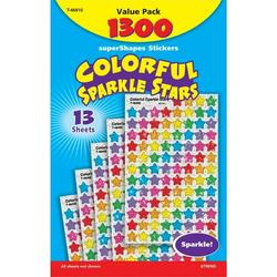 Trend Enterprises SuperShapes Colorful Sparkle Stars Sticker Set Set of 1300