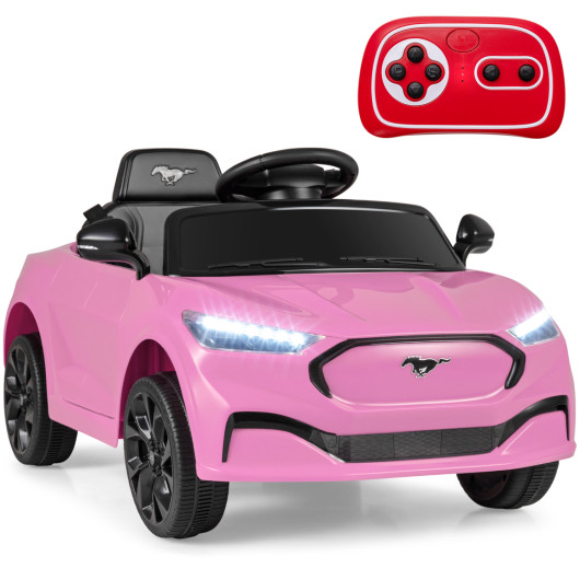Costway 12V Kids Ride on Car Licensed Ford Mach E with Parent Control and Horn-Pink