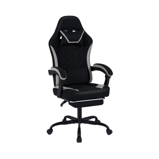 Costway Gaming Chair Height Adjustable Computer Chair with Headrest Footrest & 360° Swivel Seat-Black