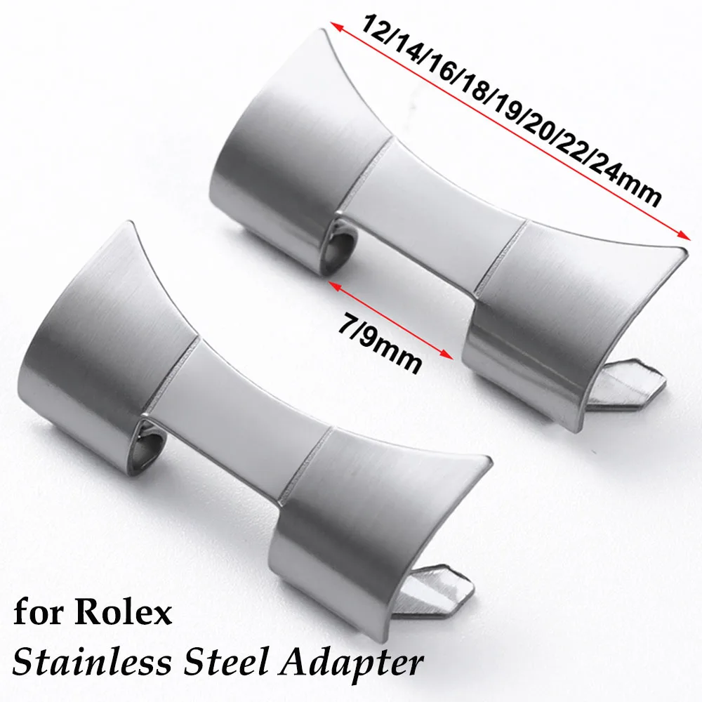 12/14/16/18/19/20/22/24 mm für Rolex Edelstahl-Adapter für Seiko Curved End Link Strap Connector Uhrenarmband-Zubehör Image