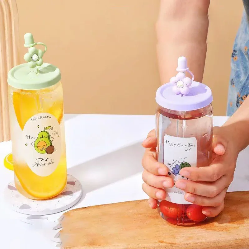 Strohglasbecher, hohes Aussehen, Paarbecher, hohe Temperaturbeständigkeit, große Wasserflaschen, tragbarer Sommer-Cola-Becher