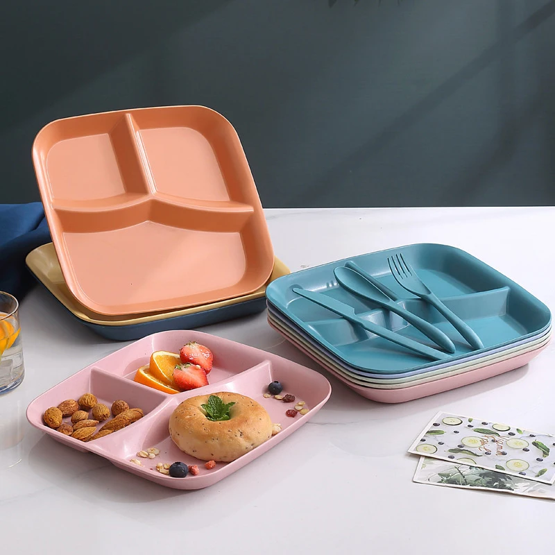 Lebensmittel Obst Salat geteilt Teller drei Gitter westlichen Fach Teller Diät Mahlzeit Teller Essen Tablett Küche Geschirr Image