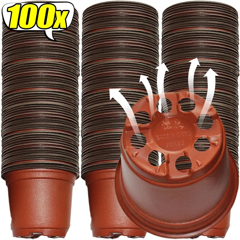 100/20x flexible Pflanzentöpfe, rote und schwarze Samen-Starttöpfe, Sukkulenten, Sämlinge, Stecklinge, Transplantationsbehälter aus Kunststoff Image