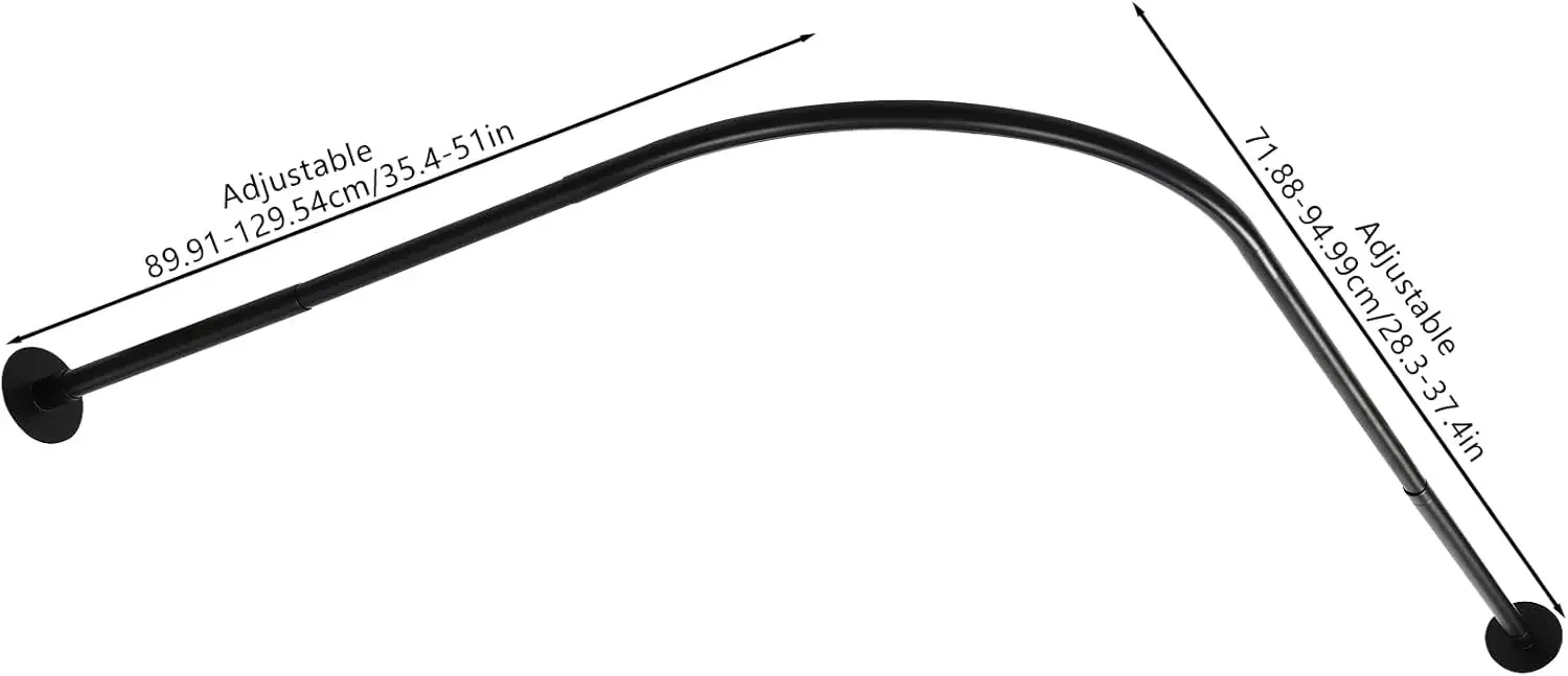 L-förmige Duschvorhangstange, verstellbar 72-95 x 90–130, Eck-Duschstange aus Edelstahl für Badezimmer ohne Duschvorhang