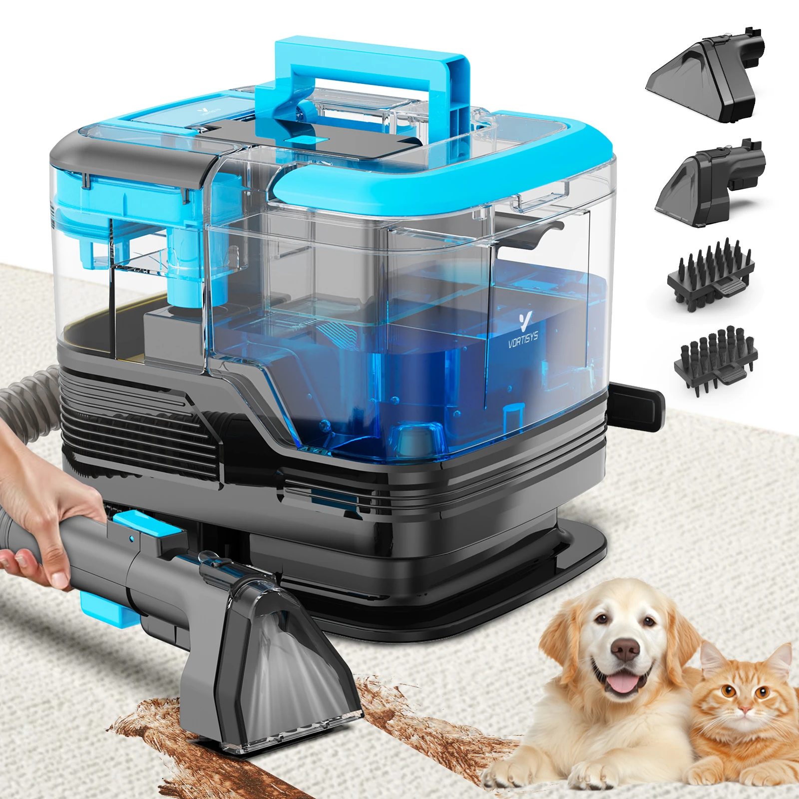 C10 Spot-Teppichreiniger, 25KPA/530W, Kompakter Tragbarer Handgehaltener Tiefenfleckenentferner, Polsterreiniger, 2,8L Doppeltank-Design, Su Image