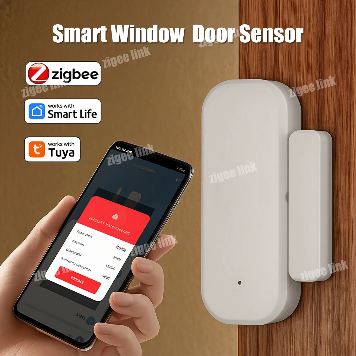 Tuya Zigbee 3.0 Sensore porta intelligente Sensore magnetico per finestra Rilevatore allarme porta wireless Sistema di sicurezza domestica intelligente
