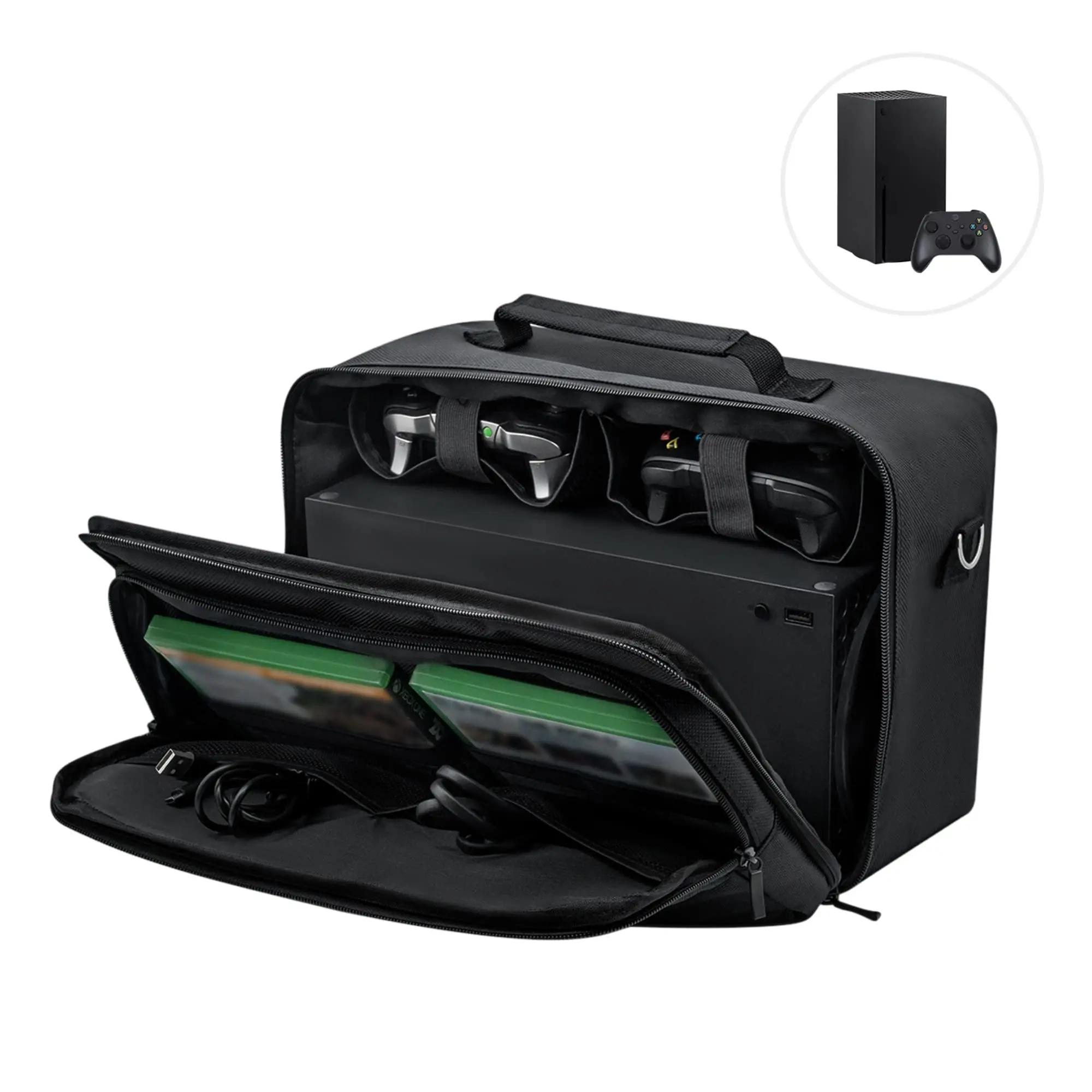 Case for Xbox Series X, Protective Travel bag for Xbox Series X Disc or Digital Version, Controllers,Cables & Other Accessories