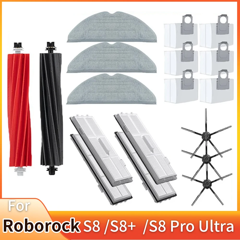 Für Roborock S8 Pro Ultra S8+ Ersatzteile DuoRoller Hauptseitenbürsten Mopptücher HEPA-Filter Staubbeutel Zubehör Image