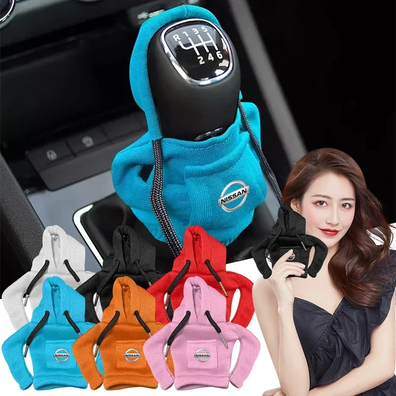 Hoodie Auto Schaltknauf Abdeckung Manuelle Griff Ändern Hebel Abdeckung Styling für Nissan Patrol J11 J10 Juke Leaf Micra K12 Hinweis Image