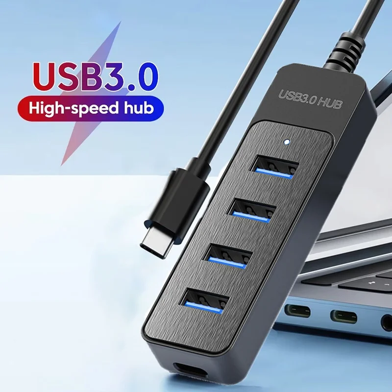 USB 3.0 Netzteil 4-Port USB Splitter Hub USB Hub Typ C HUB Mehrere Expander High Speed Hub Für Computer Laptops Zubehör Image