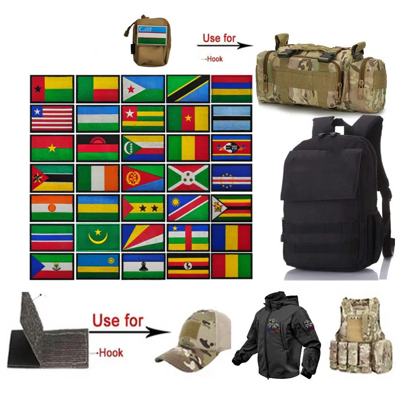 Afrika Region Flagge Stickerei Magic Patch Djibouti Uganda Mauritius Lesotho Ruanda Chad Comoros Guinea Gabon Niger Cote d'Ivoire Image