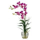 Nearly Natural Dendrobium with Glass Vase Silk Flower Arrangement Purple