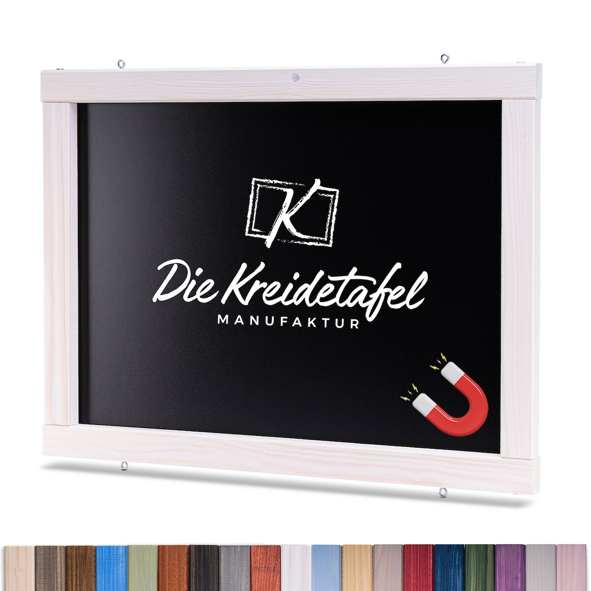 Die Kreidetafel Manufaktur Magnetische Kreidetafel - Magnettafel mit Holzrahmen / Weiß 150x60cm Image