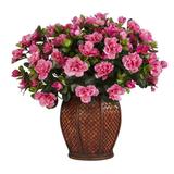 Nearly Natural Pink Azalea with Vase Artificial Flower