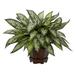 Nearly Natural 14 Triple Silver Queen with Hexagon Vase Polyester Artificial Plant Green