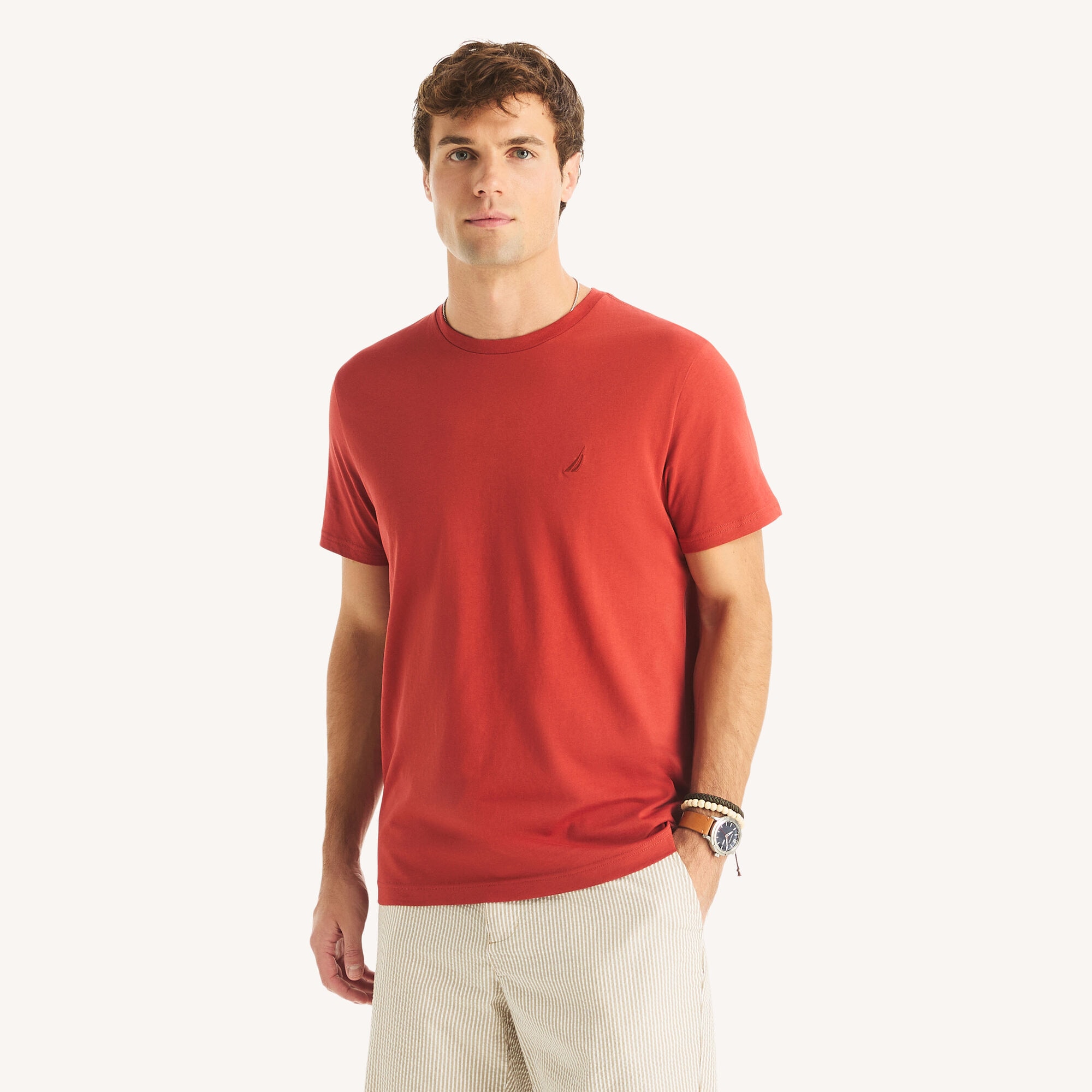 Nautica Men's Crewneck Deck T-Shirt 817 (Coral Reef Heather), S