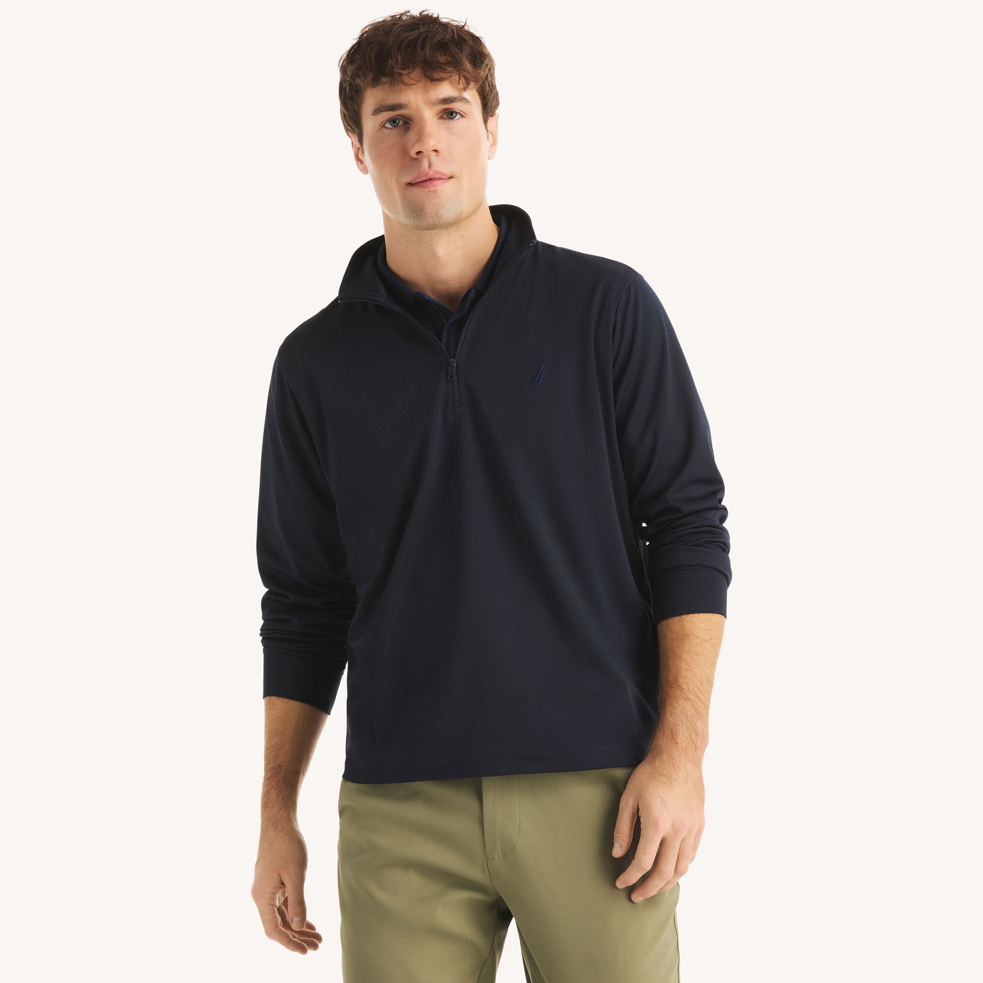 Nautica Men's Performance Printed Half-Zip Pullover 482 (Stellar Blue Heather), XS