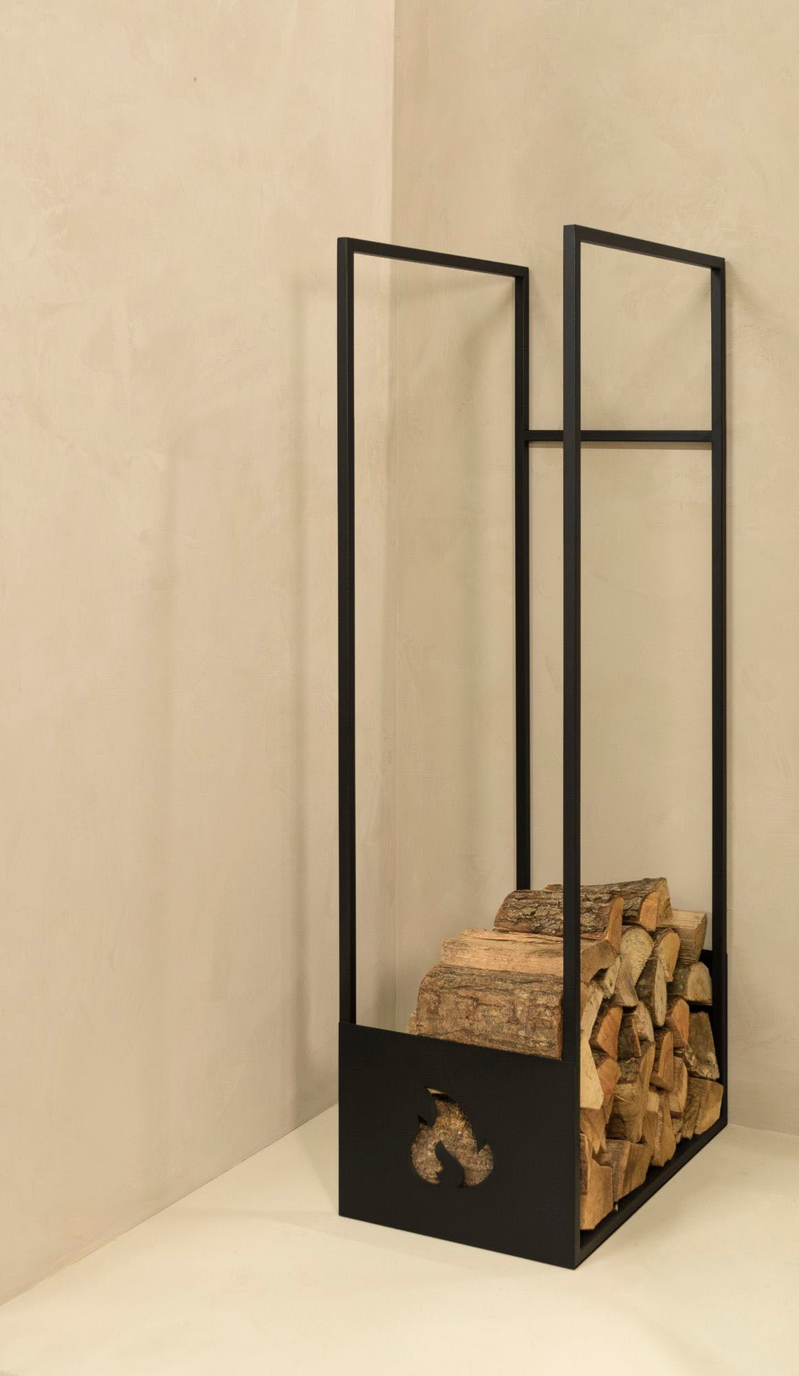 Ablageregal SPINDER DESIGN, schwarz, B:40cm H:150cm T:62,5cm, Metall, Regale, Kaminholzregal, Metall, Tiefe 63 cm