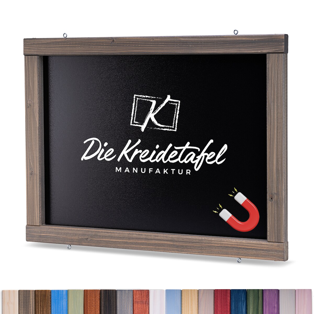 Die Kreidetafel Manufaktur Magnetische Kreidetafel - Magnettafel mit Holzrahmen / Landhausgrau 65x65cm Image