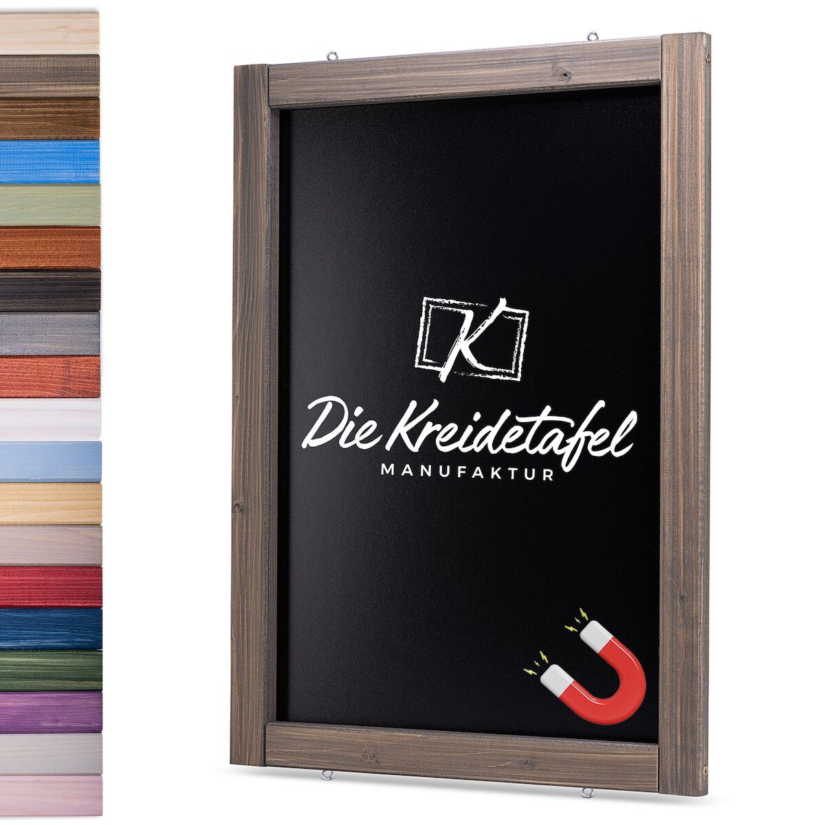Die Kreidetafel Manufaktur Magnetische Kreidetafel - Magnettafel mit Holzrahmen / Landhausgrau 30x50cm Image